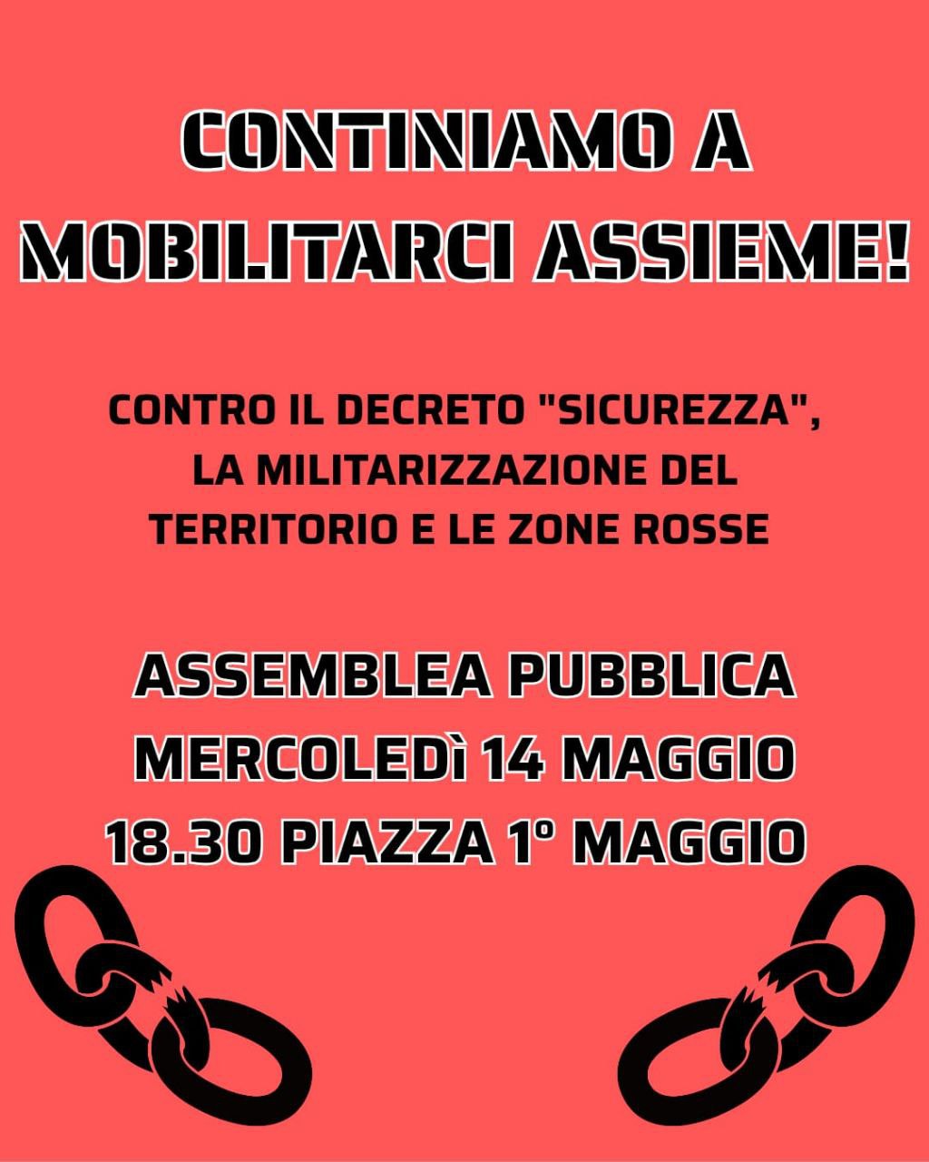 NO ALLE ZONE ROSSE! NO AL DECRETO "SICUREZZA"! NO ALLA POLITICA DI GUERRA!