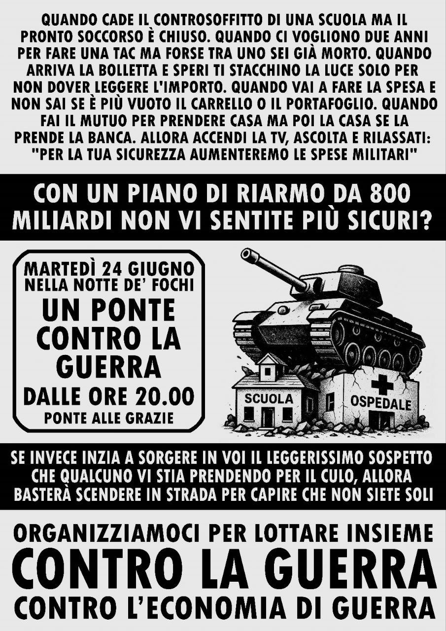 Presidio a Firenze contro la guerra e l'economia di guerra