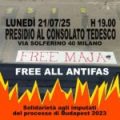 PRESIDIO AL CONOSOLATO TEDESCO IN SOLIDARIETÀ A MAJA!